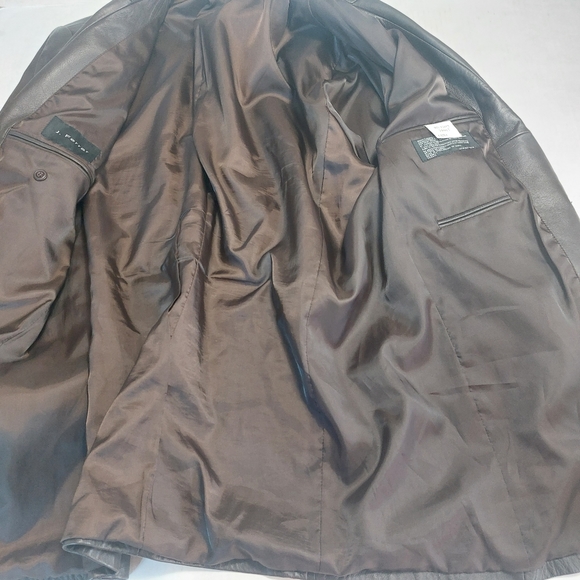 J. FERRAR Women's Oversized Brown Genuine Leather Blazer Jacket Size Large. - Picture 10 of 15